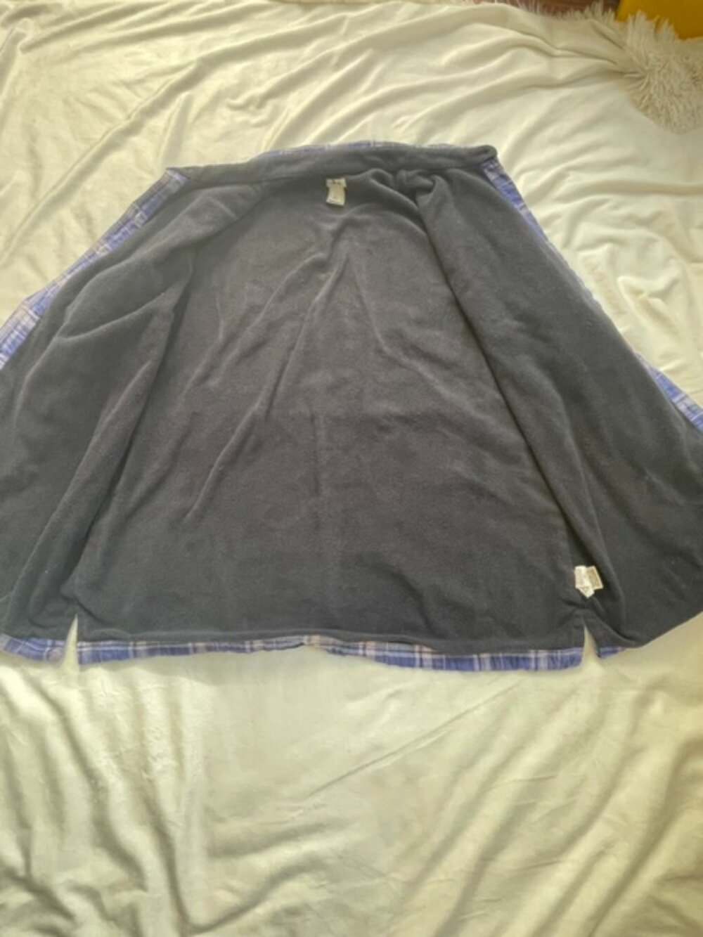 L.L.Bean Women’s Fleece-Lined Flannel Plaid Shirt Jacket, Blue, Size L - Picture 4 of 10